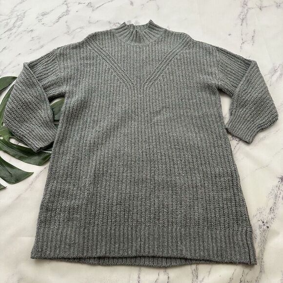 Old Navy Womens Sweater Knit Shift Dress Size L Light Gray Mock Neck Chunky - Picture 1 of 12